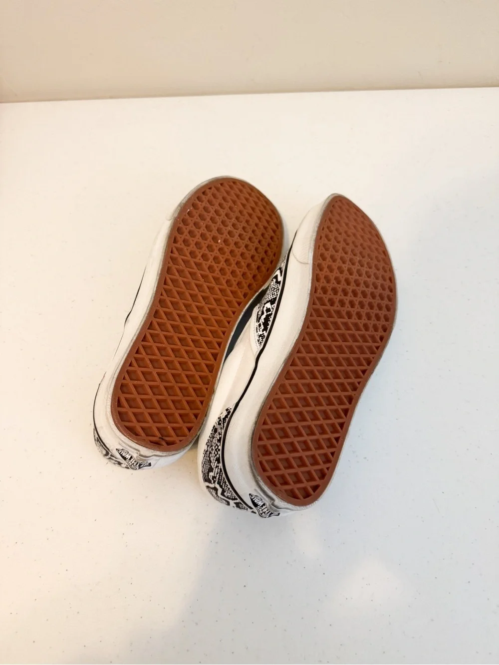 Vans Slip-On Sneakers with Black & White Snake Print